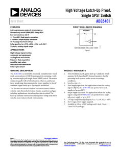 High Voltage Latch-Up Proof, Single SPST Switch ADG5401 Data Sheet