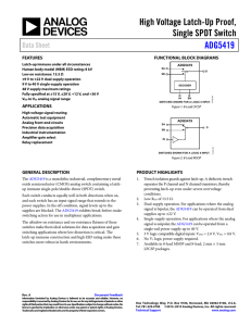 High Voltage Latch-Up Proof, Single SPDT Switch ADG5419 Data Sheet