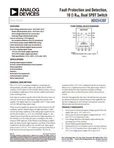 Fault Protection and Detection, 10 Ω R , Dual SPDT Switch ADG5436F