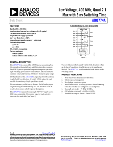 Low Voltage, 400 MHz, Quad 2:1 ADG774A Data Sheet