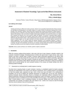 Assessment of Students' Knowledge, Types and Its Most Effective Instruments