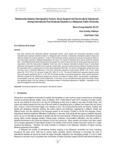 Relationship between Demographic Factors, Social Support and Sociocultural Adjustment