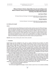 Effects of Interest in Science, Study Habits, Sex and Level... Nature of Science Literacy Level of Undergraduate Chemistry Students of...