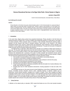 Science Educational Services in the Niger Delta Public  School... Academic Journal of Interdisciplinary Studies MCSER Publishing, Rome-Italy Jacinta A. Opara,PhD
