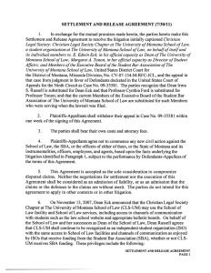 SETTLEMENT AND RELEASE AGREEMENT 1. (7/30/11)