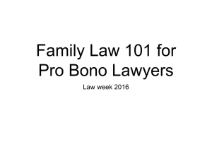 Family Law 101 for Pro Bono Lawyers Law week 2016