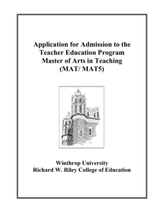 Application for Admission to the Teacher Education Program