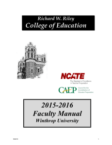 2015-2016 Faculty Manual College of Education Winthrop University