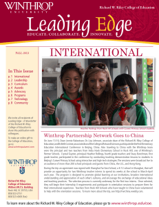 INTERNATIONAL In This Issue Richard W. Riley College of Education