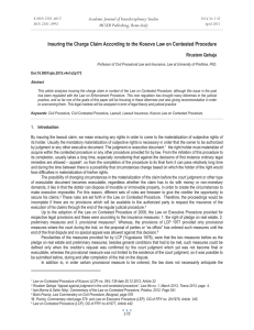 Insuring the Charge Claim According to the Kosovo Law on... Academic Journal of Interdisciplinary Studies MCSER Publishing, Rome-Italy Rrustem Qehaja