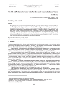 The Role and Position of the Soldier in the New... Academic Journal of Interdisciplinary Studies MCSER Publishing, Rome-Italy Xhavit Sadrijaj