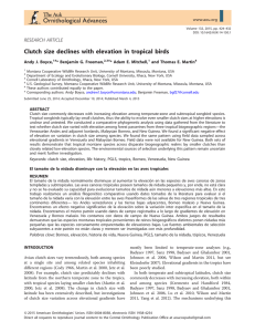 Clutch size declines with elevation in tropical birds RESEARCH ARTICLE