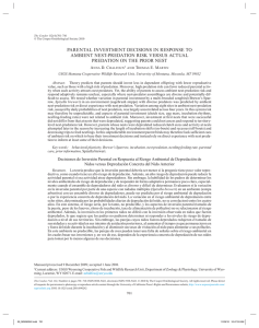 PARENTAL INVESTmENT DECISIONS IN RESPONSE TO AmbIENT NEST-PREDATION RISk VERSUS ACTUAL