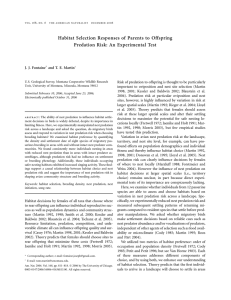 Habitat Selection Responses of Parents to Offspring J. J. Fontaine