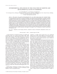 ENVIRONMENTAL INFLUENCES ON THE EVOLUTION OF GROWTH AND V ı´