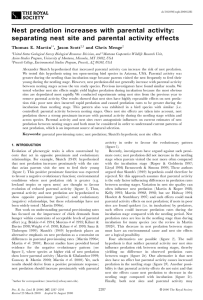 Nest predation increases with parental activity: Thomas E. Martin , Jason Scott