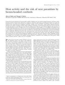 Host activity and the risk of nest parasitism by brown-headed cowbirds