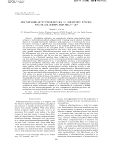 ARE MICROHABITAT PREFERENCES OF COEXISTING SPECIES UNDER SELECTION AND ADAPTIVE? ecol 79