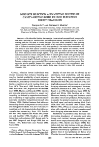 NEST-SITE SELECTION AND  NESTING SUCCESS OF FOREST DRAINAGES