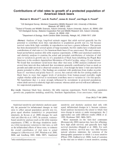 Contributions of vital rates to growth of a protected population... American black bears Michael S. Mitchell , Lara B. Pacifici