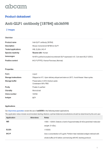 Anti-GLP1 antibody [1B7B4] ab36598 Product datasheet 2 Images Overview