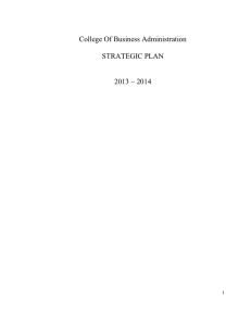 College Of Business Administration STRATEGIC PLAN 2013 – 2014