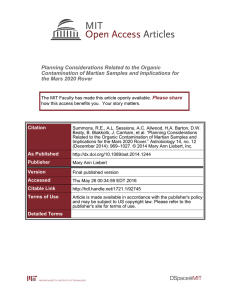 Planning Considerations Related to the Organic the Mars 2020 Rover