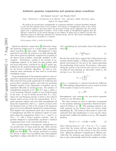 Adiabatic quantum computation and quantum phase transitions Jos´e Ignacio Latorre and Rom´
