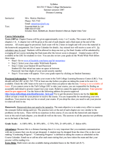 Syllabus MATH 57 Basic College Mathematics Summer semester 2007 Distance Learning