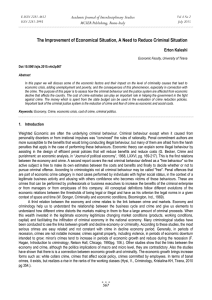 The Improvement of Economical Situation, A Need to Reduce Criminal... Academic Journal of Interdisciplinary Studies MCSER Publishing, Rome-Italy Erton Kaleshi