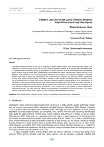 Effects of Land-Uses on the Quality of Imabolo Stream in