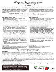 SC Teachers / Career Changers Loan Application and Promissory Note 2015-2016