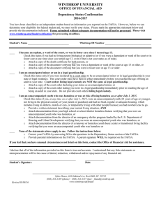 WINTHROP UNIVERSITY OFFICE OF FINANCIAL AID Dependency Status Confirmation 2016-2017