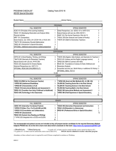 PROGRAM CHECKLIST  Catalog Years 2015-16 MD/SD Special Education