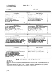 PROGRAM CHECKLIST  Catalog Years 2014-15 LD/ED Special Education