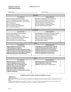 PROGRAM CHECKLIST  Catalog Years 2014-15 MD/SD Special Education
