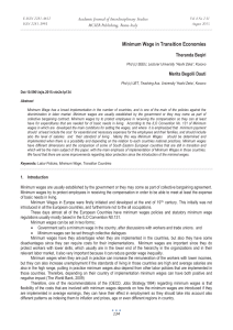 Minimum Wage in Transition Economies Academic Journal of Interdisciplinary Studies Theranda Beqiri