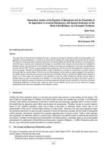 Restorative Justice in the Republic of Macedonia and the Possibility... Its Application in Juvenile Delinquency with Special Emphasis on the