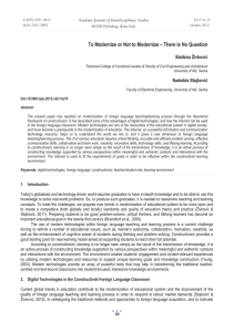 To Modernize or Not to Modernize – There is No... Academic Journal of Interdisciplinary Studies SlaĀana Živkoviý E-ISSN 2281-4612