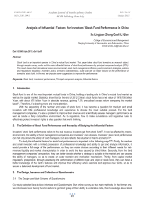 Analysis of Influential  Factors  for Investors’ Stock Fund... Academic Journal of Interdisciplinary Studies Xu Lingjuan Zhang Guoli Li Qian