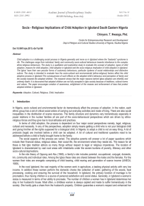 Socio - Religious Implications of Child Adoption in Igboland South... Academic Journal of Interdisciplinary Studies Chinyere. T. Nwaoga, Phd. E-ISSN 2281-4612