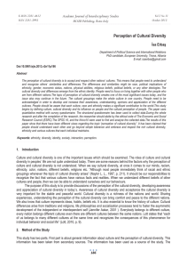 Perception of Cultural Diversity Academic Journal of Interdisciplinary Studies ùsa Erbaû E-ISSN 2281-4612