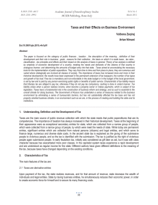 Taxes and their Effects on Business Environment MCSER Publishing, Rome-Italy Valbona Zeqiraj