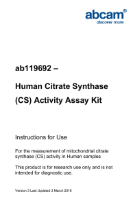ab119692 – Human Citrate Synthase (CS) Activity Assay Kit Instructions for Use