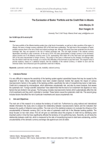 The Euroisation of Banks’ Portfolio and the Credit Risk in... Academic Journal of Interdisciplinary Studies MCSER Publishing, Rome-Italy Anila Mançka, Dr