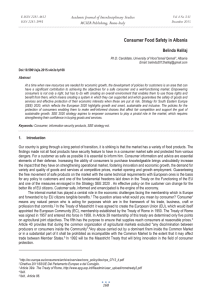 Consumer Food Safety in Albania Academic Journal of Interdisciplinary Studies