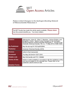 Redox-Linked Changes to the Hydrogen-Bonding Network of Ribonucleotide Reductase 2 Please share