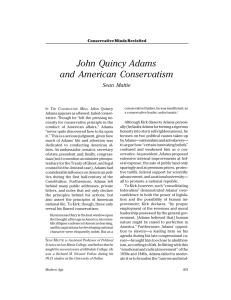 John Quincy Adams and American Conservatism Sean Mattie