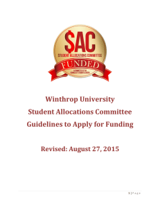 Winthrop University Student Allocations Committee Guidelines to Apply for Funding