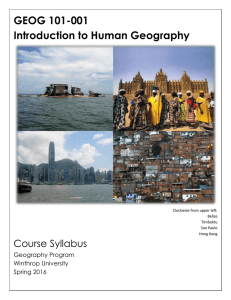 GEOG 101-001 Introduction to Human Geography  Course Syllabus